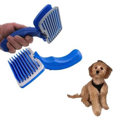 Self-Cleaning Slicker Brush for Dogs and Cats - Grooming and Shedding Comb Rake