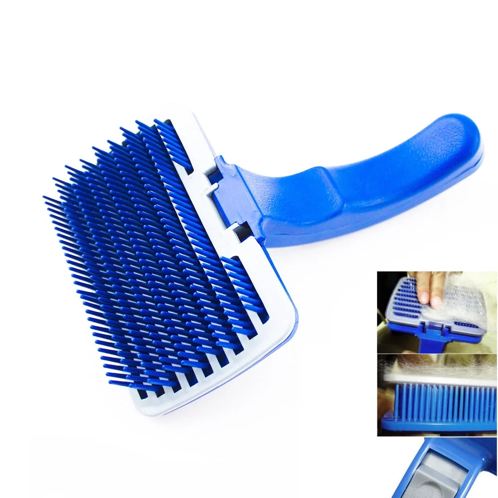 Self-Cleaning Slicker Brush for Dogs and Cats - Grooming and Shedding Comb Rake